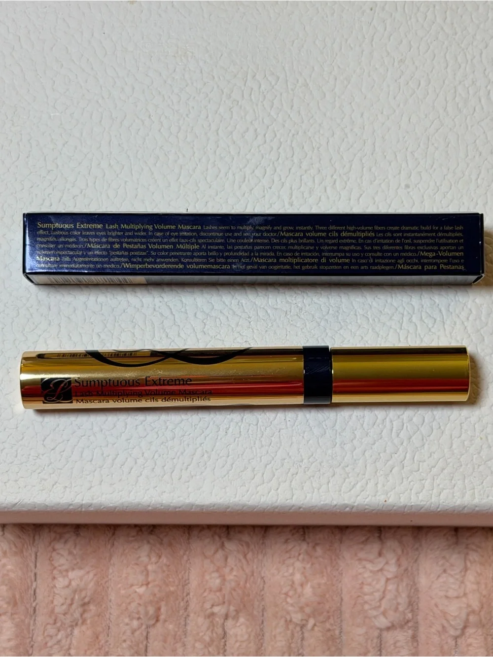 Estee Lauder Sumptuous Extreme Mascara — Gold and Navy Packaging